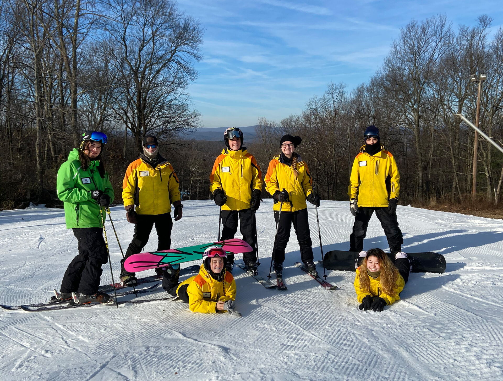 Ski School instructors posing on the mountain